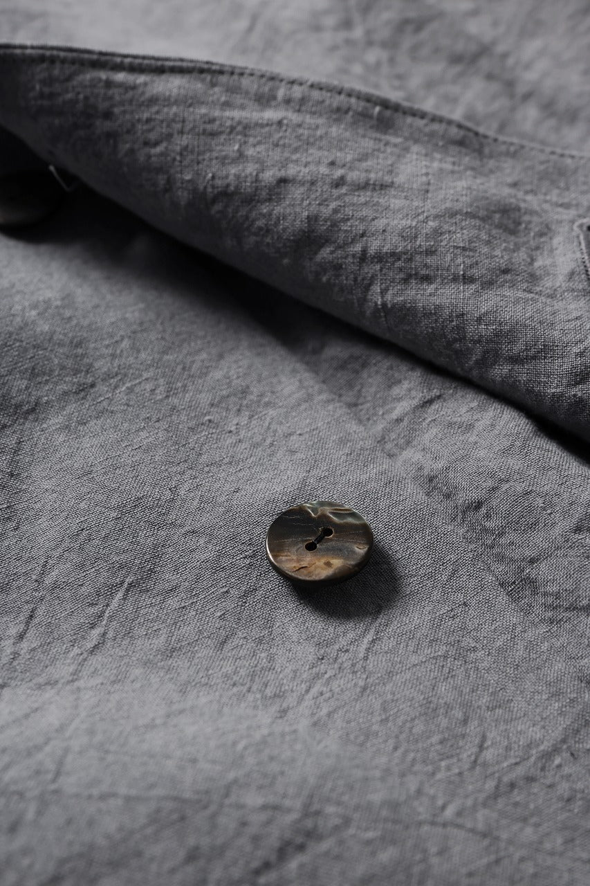 kujaku sumi-dyed mao collar long coat / C-698 (charcoal) - Image 10