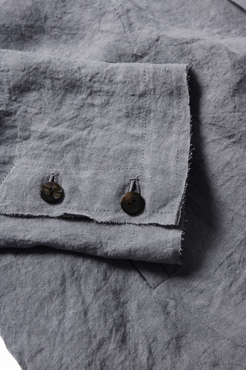 kujaku sumi-dyed mao collar long coat / C-698 (charcoal) - Image 11