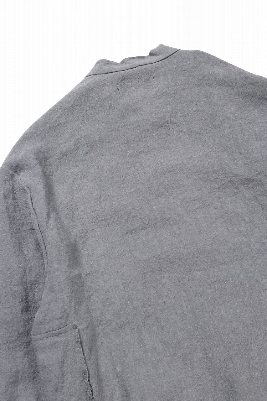 kujaku sumi-dyed mao collar long coat / C-698 (charcoal) - Image 13