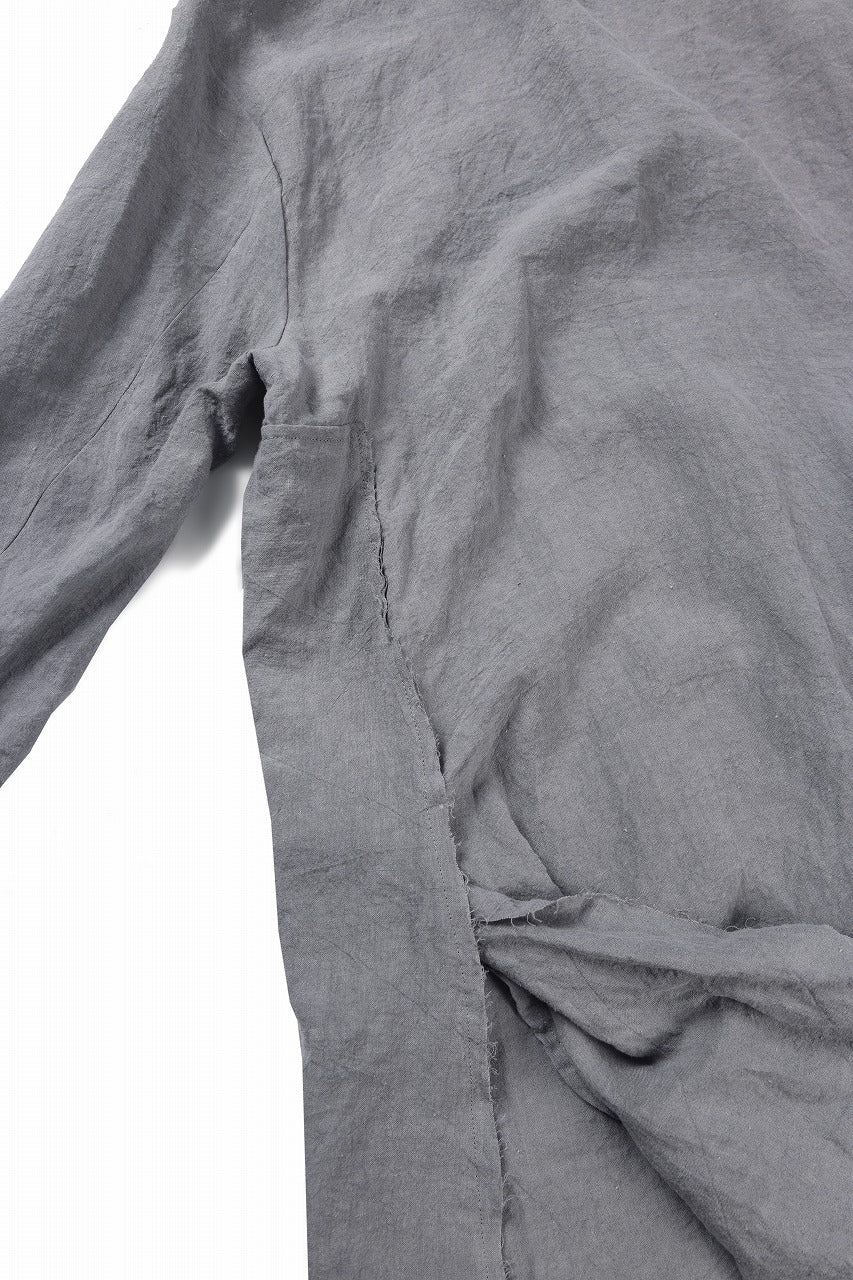 kujaku sumi-dyed mao collar long coat / C-698 (charcoal) - Image 14