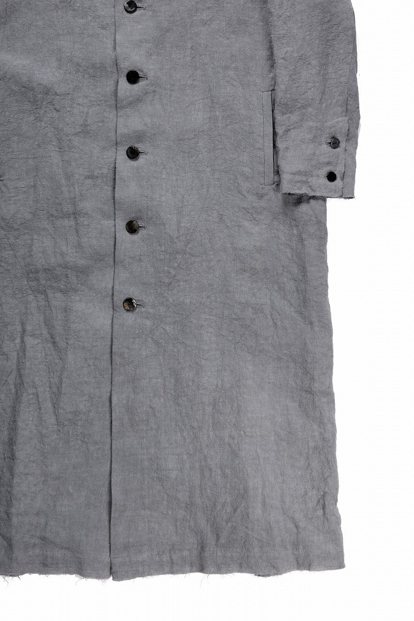 kujaku sumi-dyed mao collar long coat / C-698 (charcoal) - Image 6