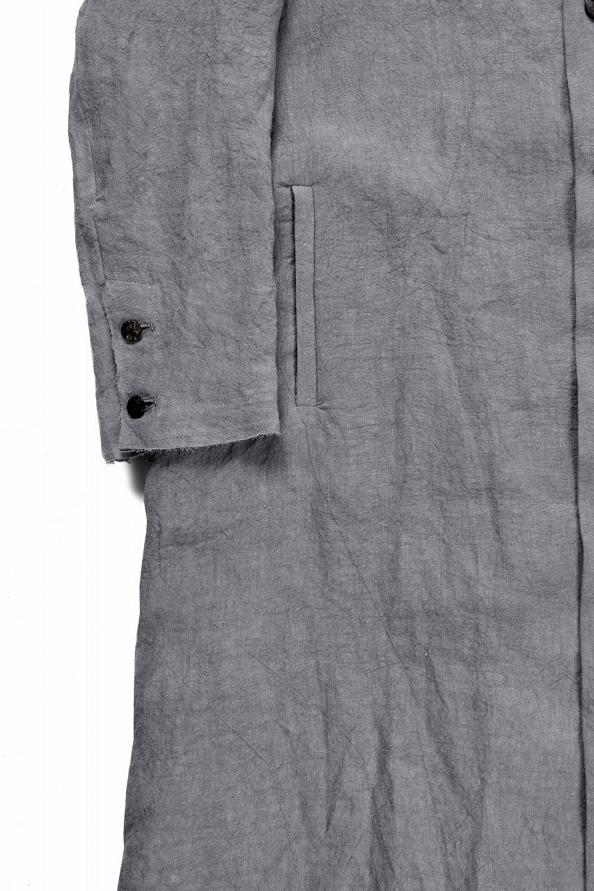 kujaku sumi-dyed mao collar long coat / C-698 (charcoal) - Image 7