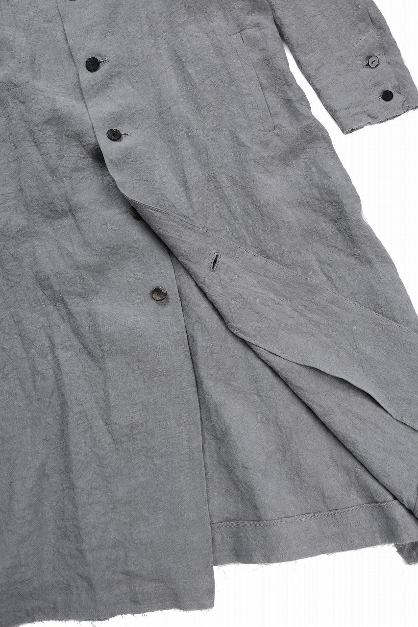 kujaku sumi-dyed mao collar long coat / C-698 (charcoal) - Image 9