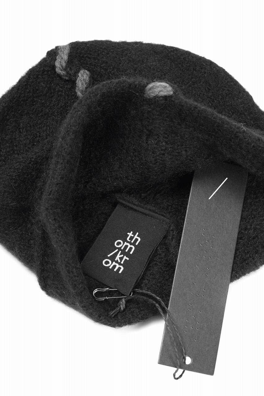 thom/krom CONTRAST STITCH BEANIE CAP / ALPACA KNIT (BLACK) - Image 7