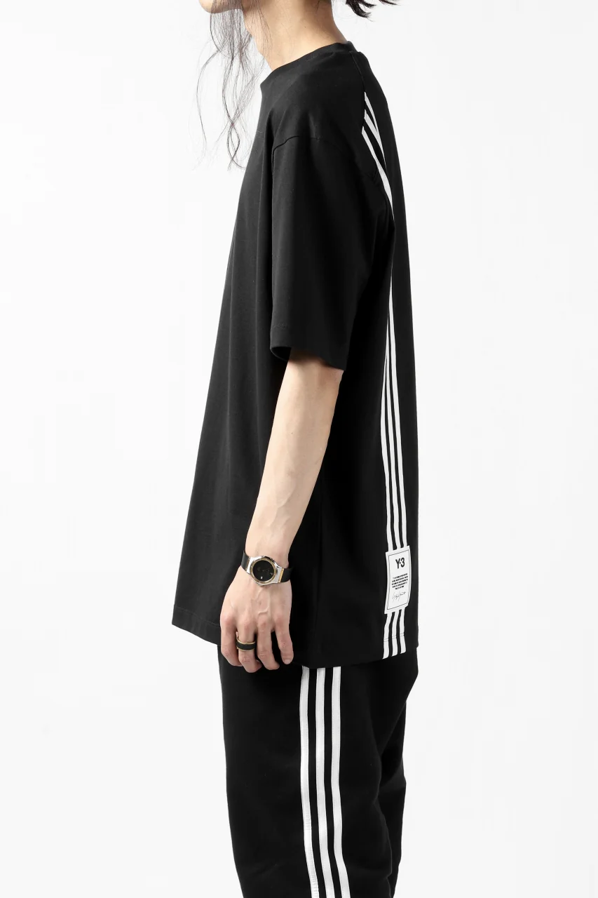 Y-3 Yohji Yamamoto 3-STP SHORT SLEEVE TEE / COTTON JERSEY (BLACK) - Image 19