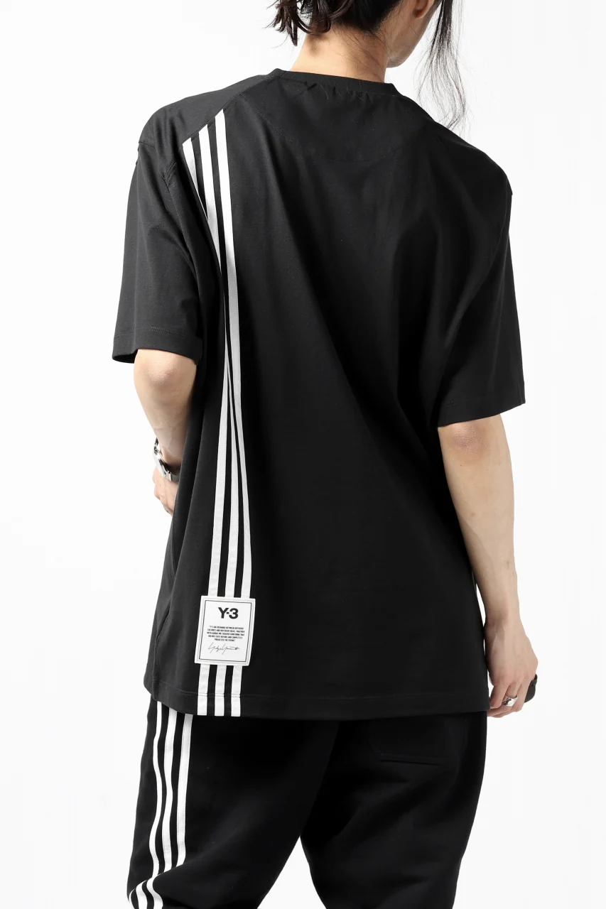 Y-3 Yohji Yamamoto 3-STP SHORT SLEEVE TEE / COTTON JERSEY (BLACK) - Image 20