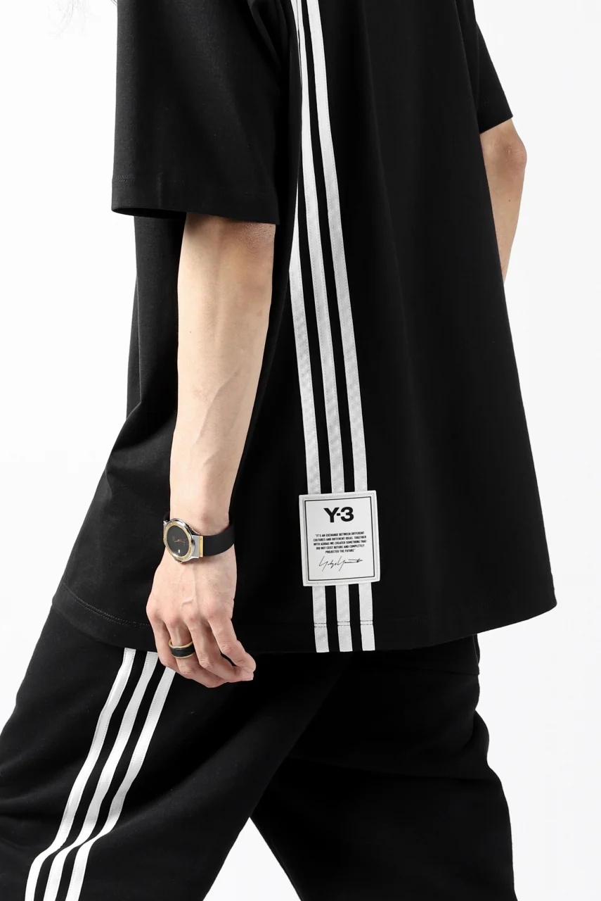Y-3 Yohji Yamamoto 3-STP SHORT SLEEVE TEE / COTTON JERSEY (BLACK) - Image 24