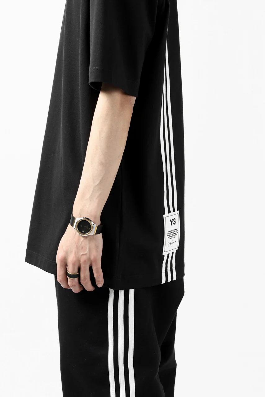 Y-3 Yohji Yamamoto 3-STP SHORT SLEEVE TEE / COTTON JERSEY (BLACK) - Image 25