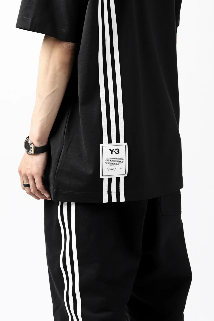 Y-3 Yohji Yamamoto 3-STP SHORT SLEEVE TEE / COTTON JERSEY (BLACK) - Image 26