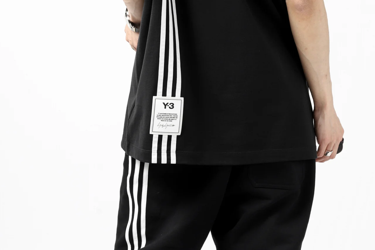 Y-3 Yohji Yamamoto 3-STP SHORT SLEEVE TEE / COTTON JERSEY (BLACK) - Image 34