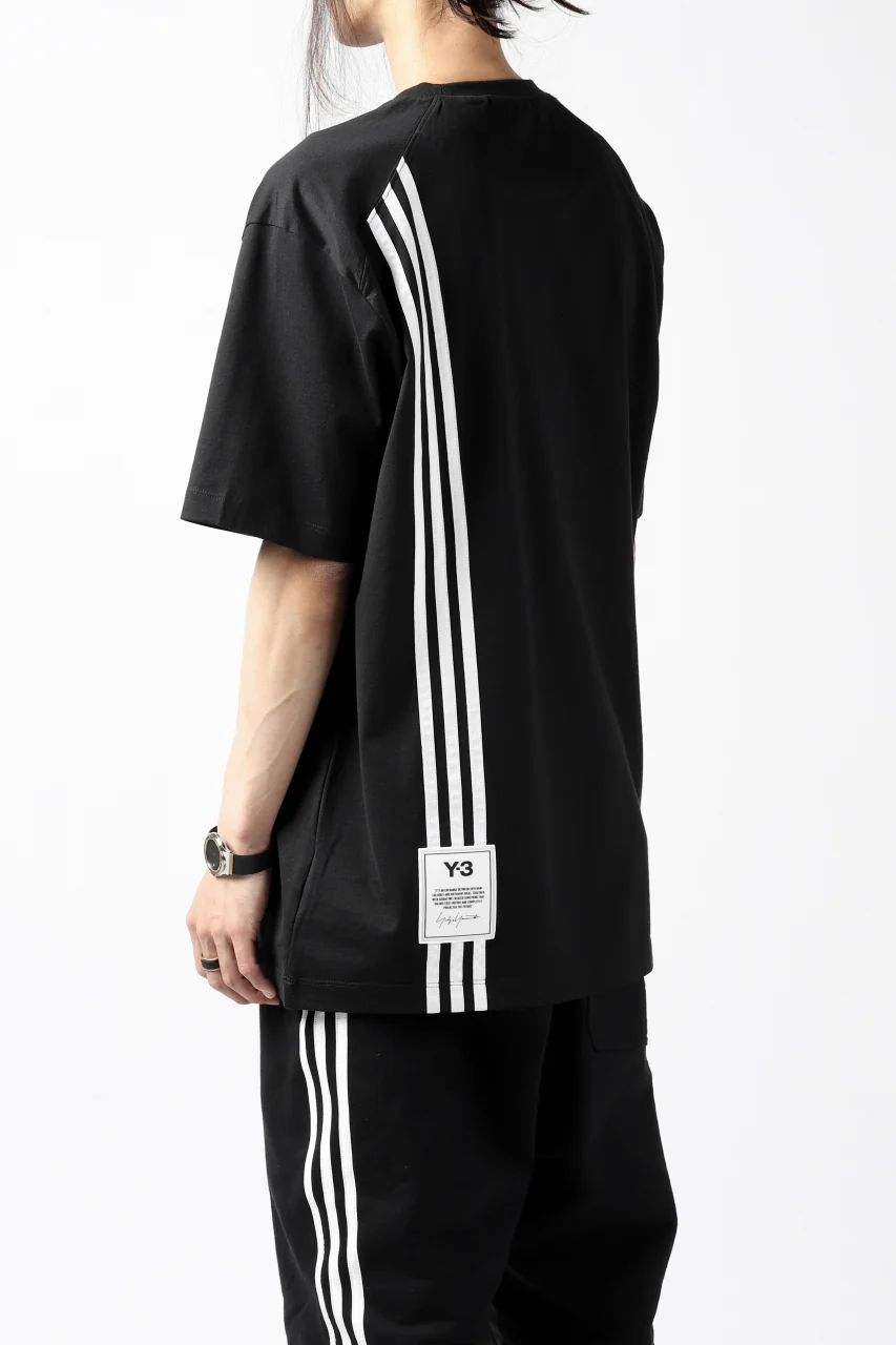 Y-3 Yohji Yamamoto 3-STP SHORT SLEEVE TEE / COTTON JERSEY (BLACK) - Image 4