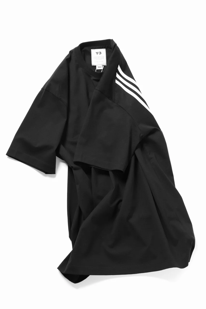 Y-3 Yohji Yamamoto 3-STP SHORT SLEEVE TEE / COTTON JERSEY (BLACK) - Image 8