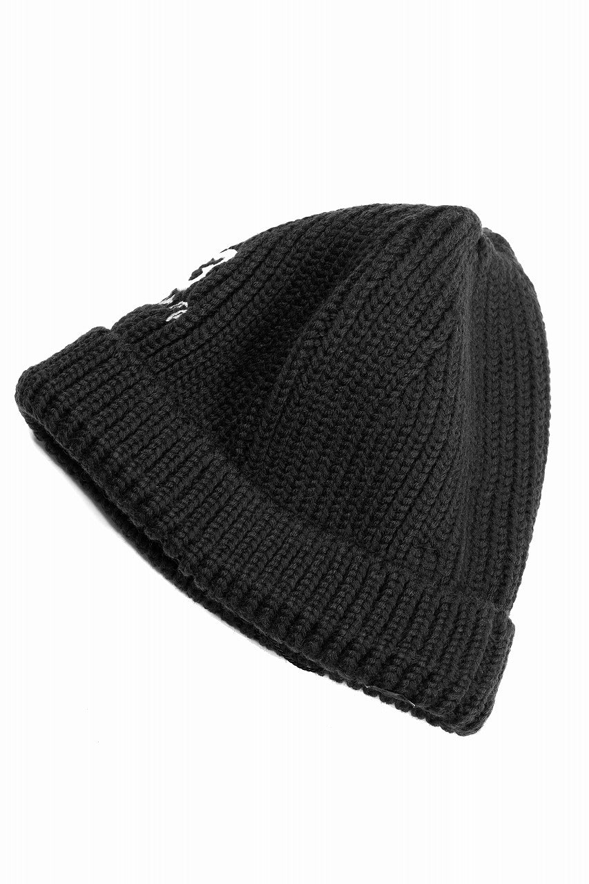 Y-3 Yohji Yamamoto CHUNKY KNIT BEANIE (BLACK) - Image 4