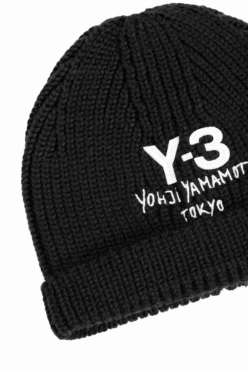 Y-3 Yohji Yamamoto CHUNKY KNIT BEANIE (BLACK) - Image 6