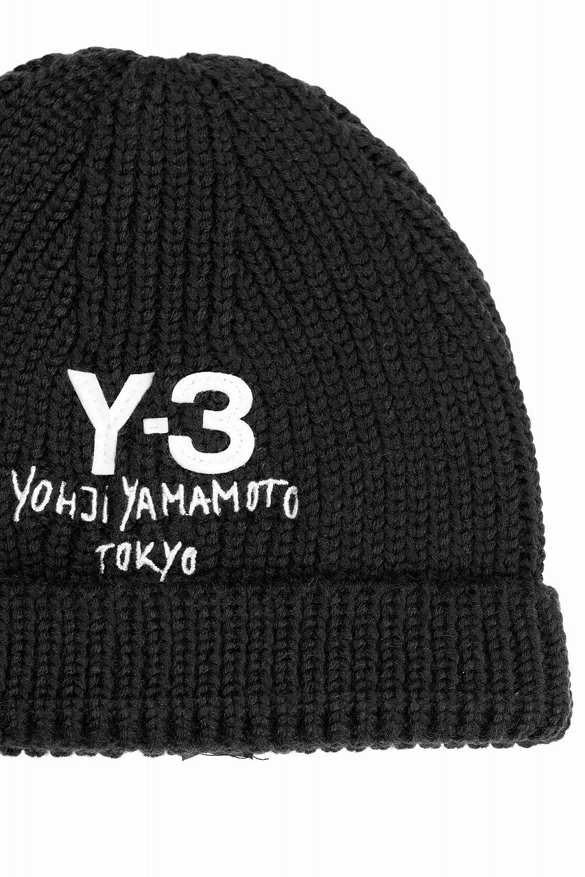 Y-3 Yohji Yamamoto CHUNKY KNIT BEANIE (BLACK) - Image 7