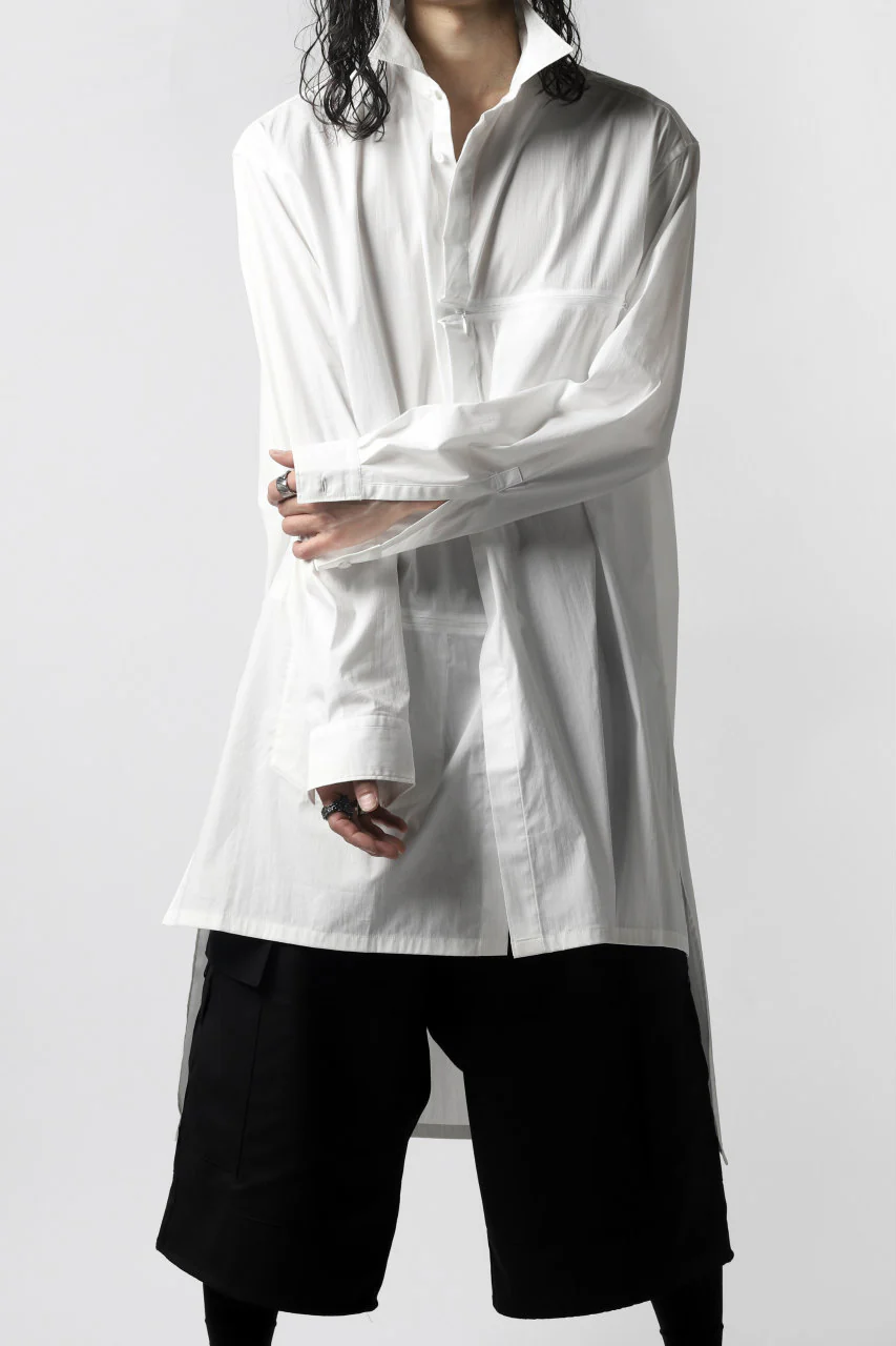 Y-3 Yohji Yamamoto CLASSIC LONG BACK STEP SHIRT (WHITE) - Image 8