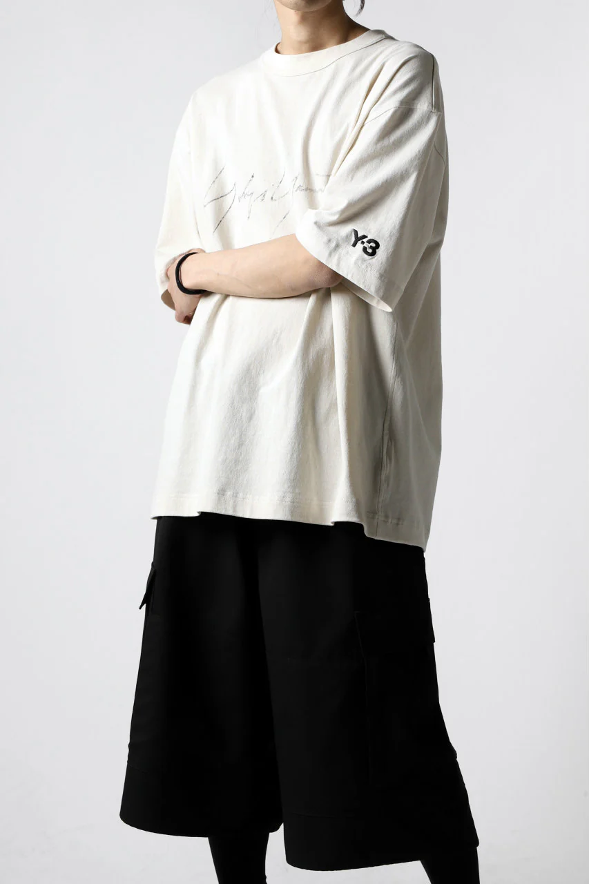 Y-3 Yohji Yamamoto DISTRESSED SIGNATURE SHORT SLEEVE TEE (ECRU) - Image 10