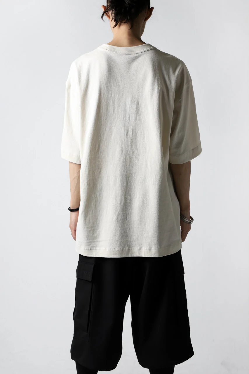 Y-3 Yohji Yamamoto DISTRESSED SIGNATURE SHORT SLEEVE TEE (ECRU) - Image 11