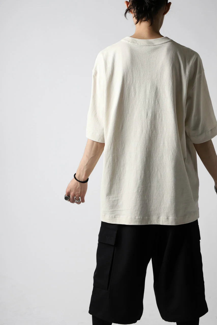 Y-3 Yohji Yamamoto DISTRESSED SIGNATURE SHORT SLEEVE TEE (ECRU) - Image 12