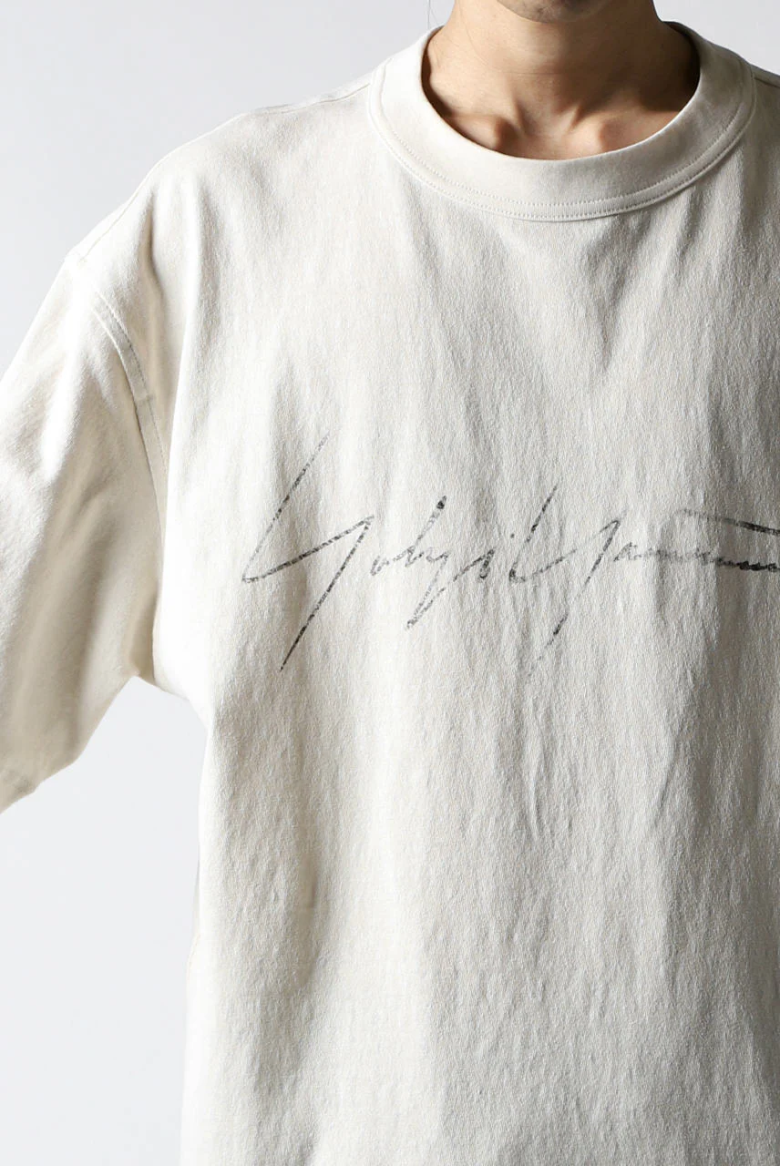 Y-3 Yohji Yamamoto DISTRESSED SIGNATURE SHORT SLEEVE TEE (ECRU) - Image 13