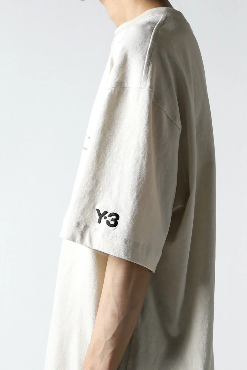 Y-3 Yohji Yamamoto DISTRESSED SIGNATURE SHORT SLEEVE TEE (ECRU) - Image 15