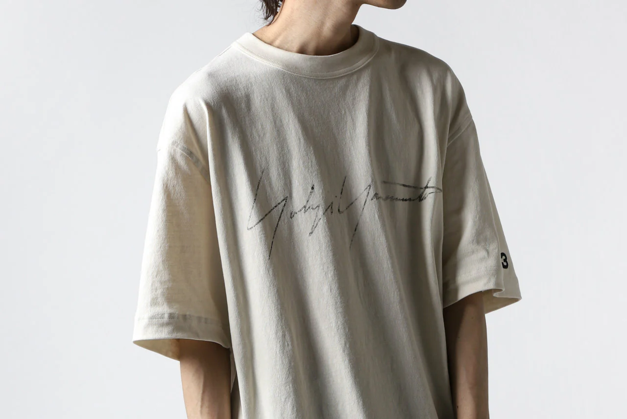 Y-3 Yohji Yamamoto DISTRESSED SIGNATURE SHORT SLEEVE TEE (ECRU) - Image 16