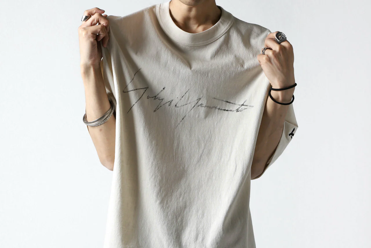 Y-3 Yohji Yamamoto DISTRESSED SIGNATURE SHORT SLEEVE TEE (ECRU) - Image 19