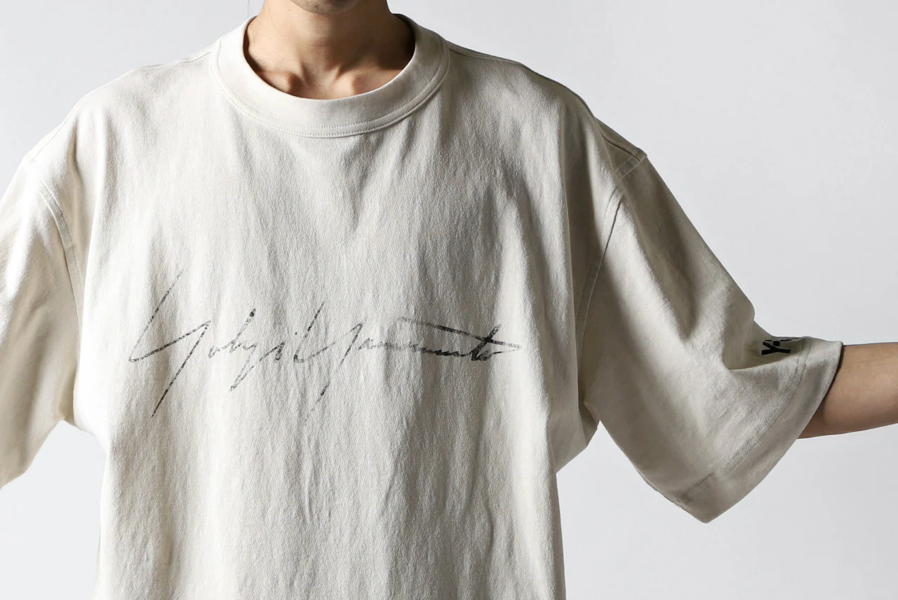 Y-3 Yohji Yamamoto DISTRESSED SIGNATURE SHORT SLEEVE TEE (ECRU) - Image 20