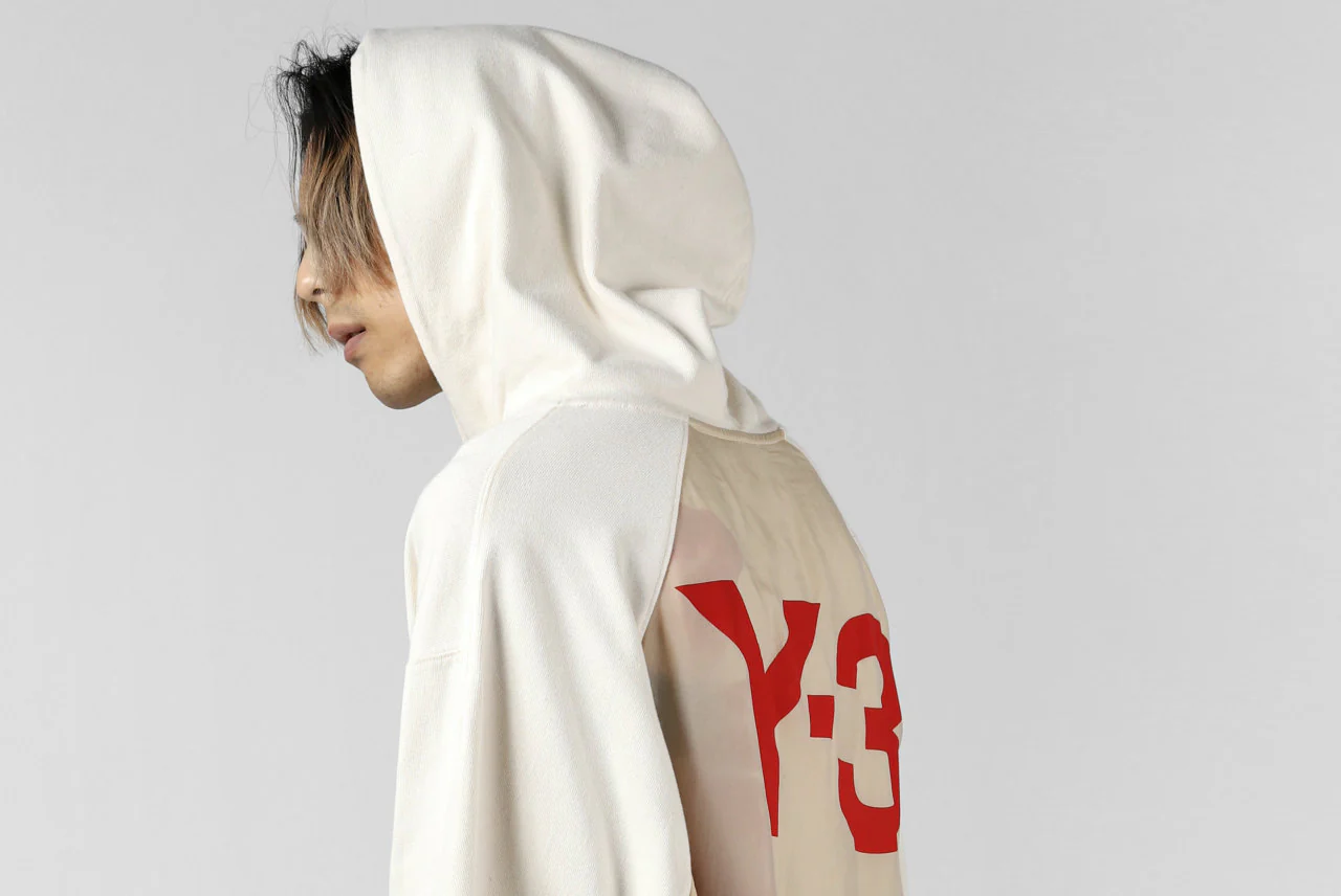 Y-3 Yohji Yamamoto LAYERED BACK LOGO HOODIE / FRENCH TERRY (MULTI BEIGE) - Image 43
