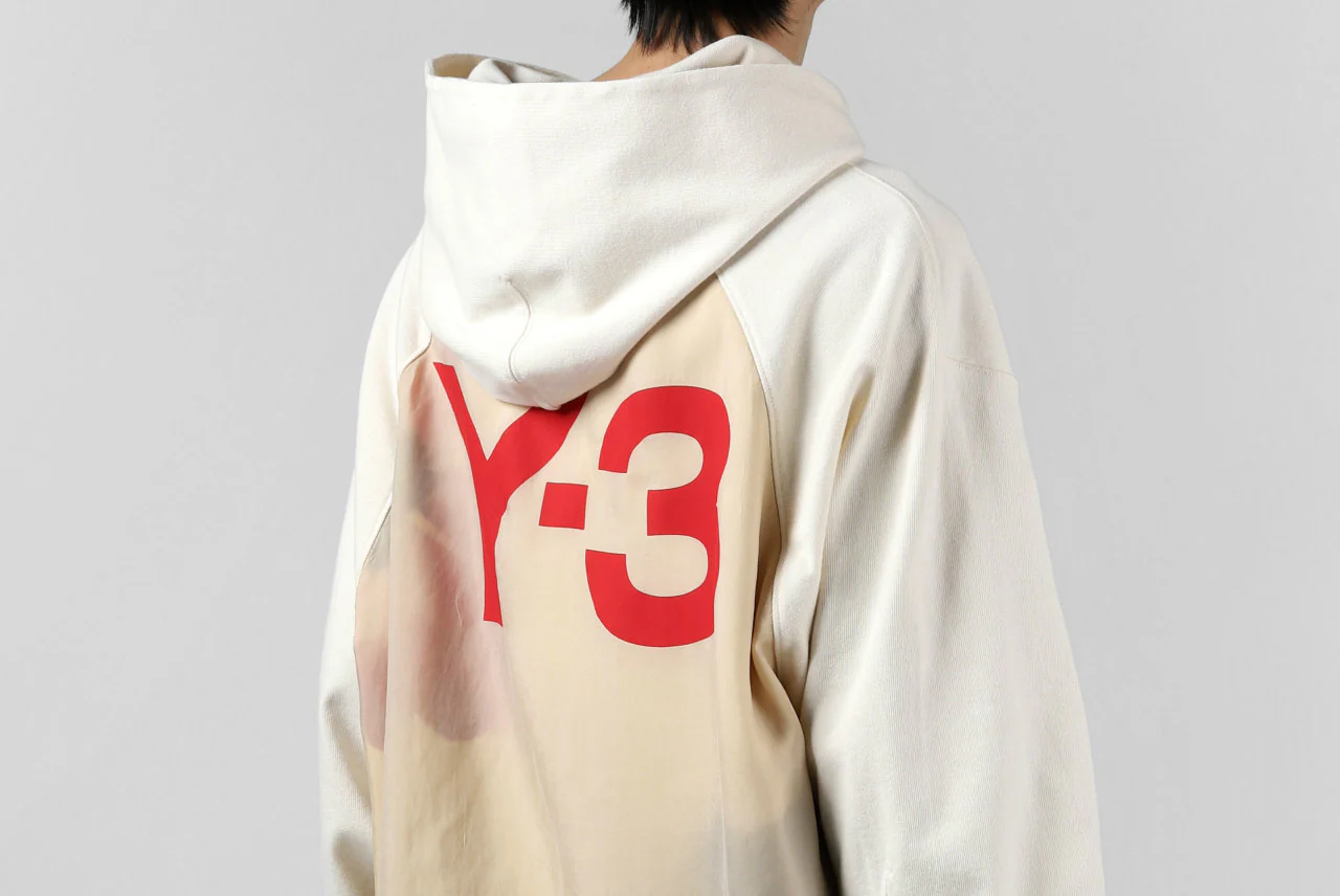 Y-3 Yohji Yamamoto LAYERED BACK LOGO HOODIE / FRENCH TERRY (MULTI BEIGE) - Image 44