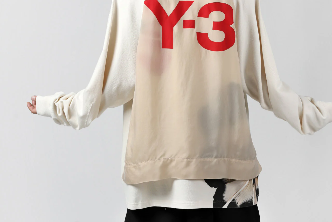 Y-3 Yohji Yamamoto LAYERED BACK LOGO HOODIE / FRENCH TERRY (MULTI BEIGE) - Image 45