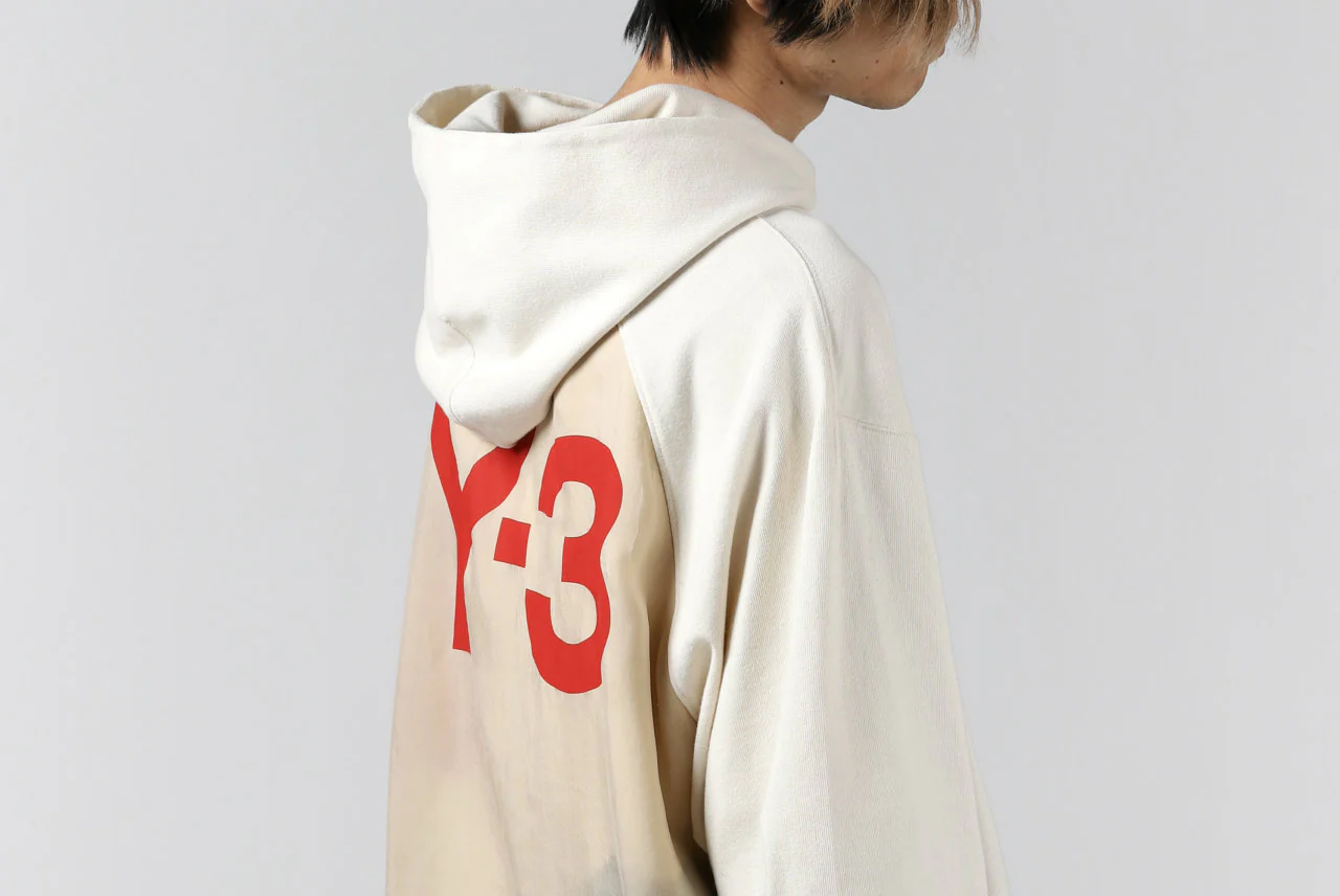 Y-3 Yohji Yamamoto LAYERED BACK LOGO HOODIE / FRENCH TERRY (MULTI BEIGE) - Image 47