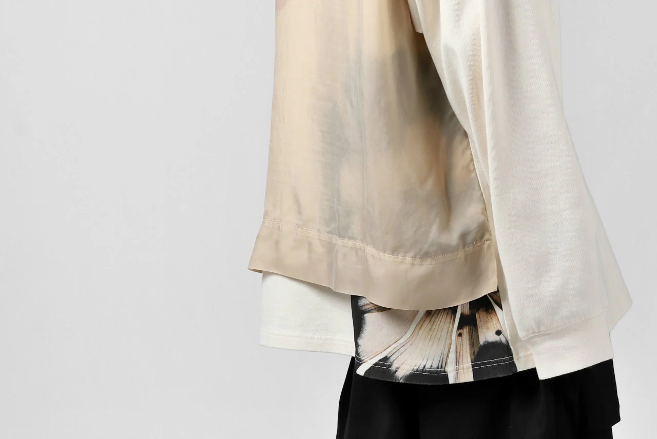 Y-3 Yohji Yamamoto LAYERED BACK LOGO HOODIE / FRENCH TERRY (MULTI BEIGE) - Image 48