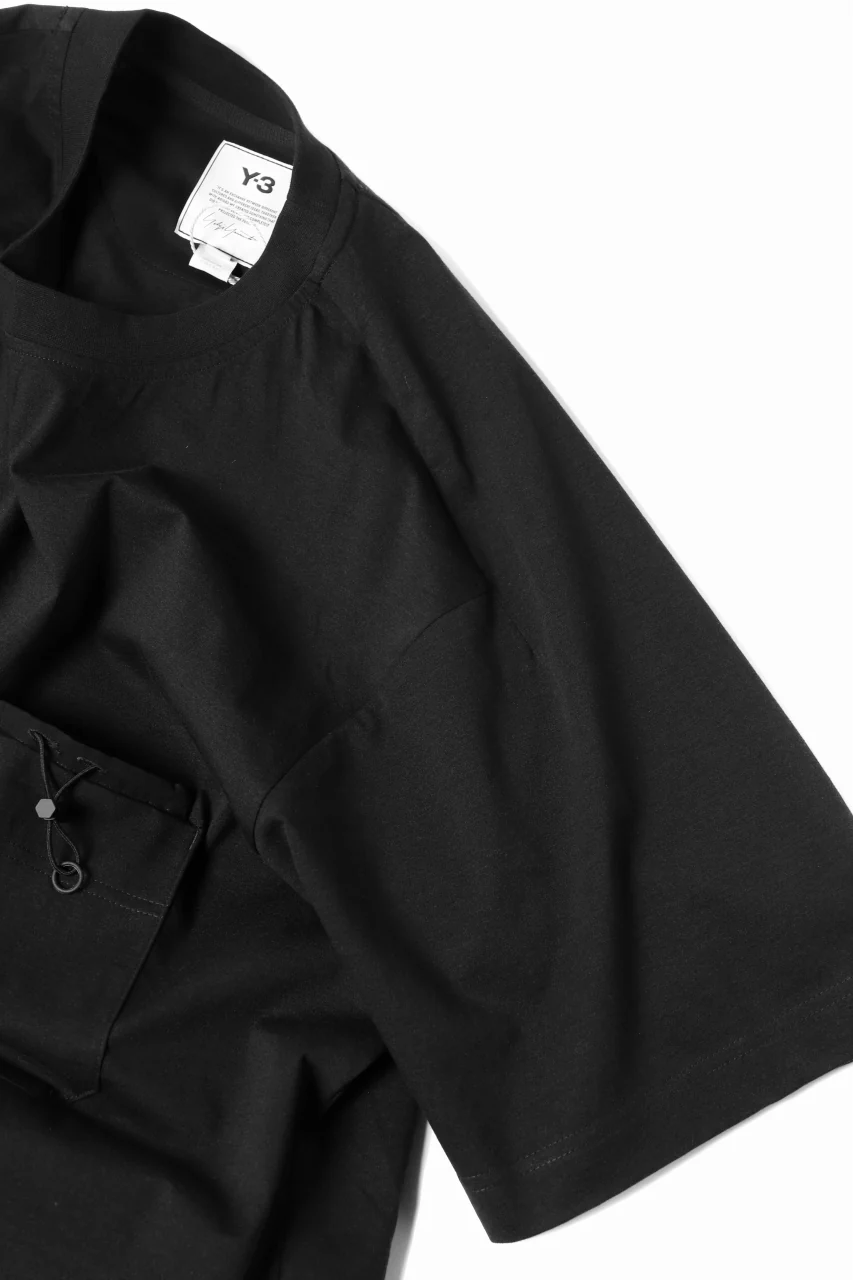 Y-3 Yohji Yamamoto STRINGS POCKET TEE / PAPER JERSEY (BLACK) - Image 15