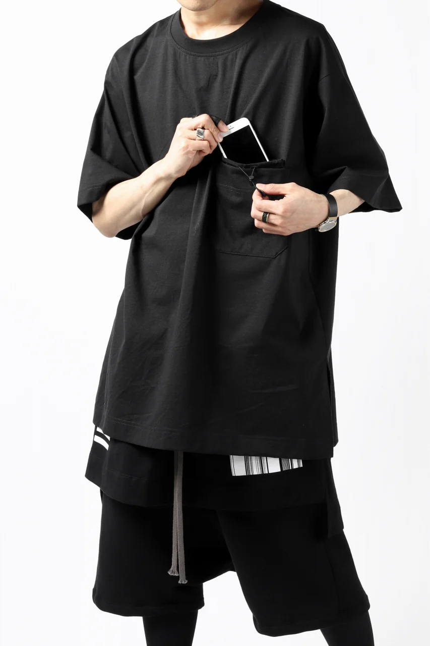 Y-3 Yohji Yamamoto STRINGS POCKET TEE / PAPER JERSEY (BLACK) - Image 20
