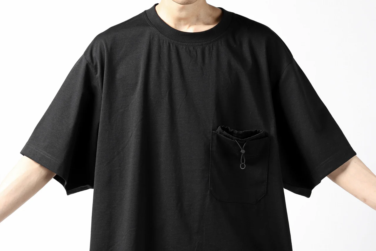 Y-3 Yohji Yamamoto STRINGS POCKET TEE / PAPER JERSEY (BLACK) - Image 26