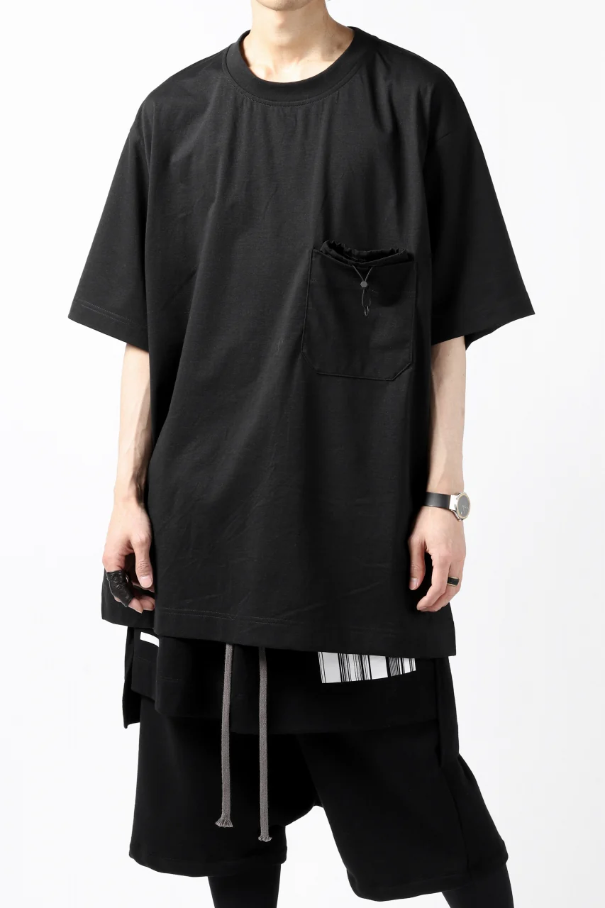 Y-3 Yohji Yamamoto STRINGS POCKET TEE / PAPER JERSEY (BLACK) - Image 3