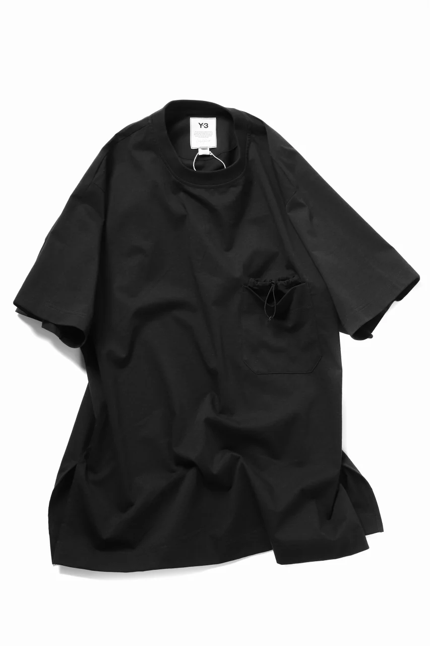 Y-3 Yohji Yamamoto STRINGS POCKET TEE / PAPER JERSEY (BLACK) - Image 6
