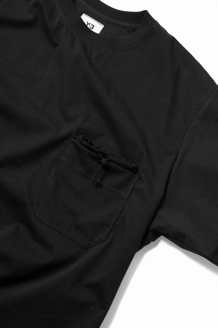 Y-3 Yohji Yamamoto STRINGS POCKET TEE / PAPER JERSEY (BLACK) - Image 8