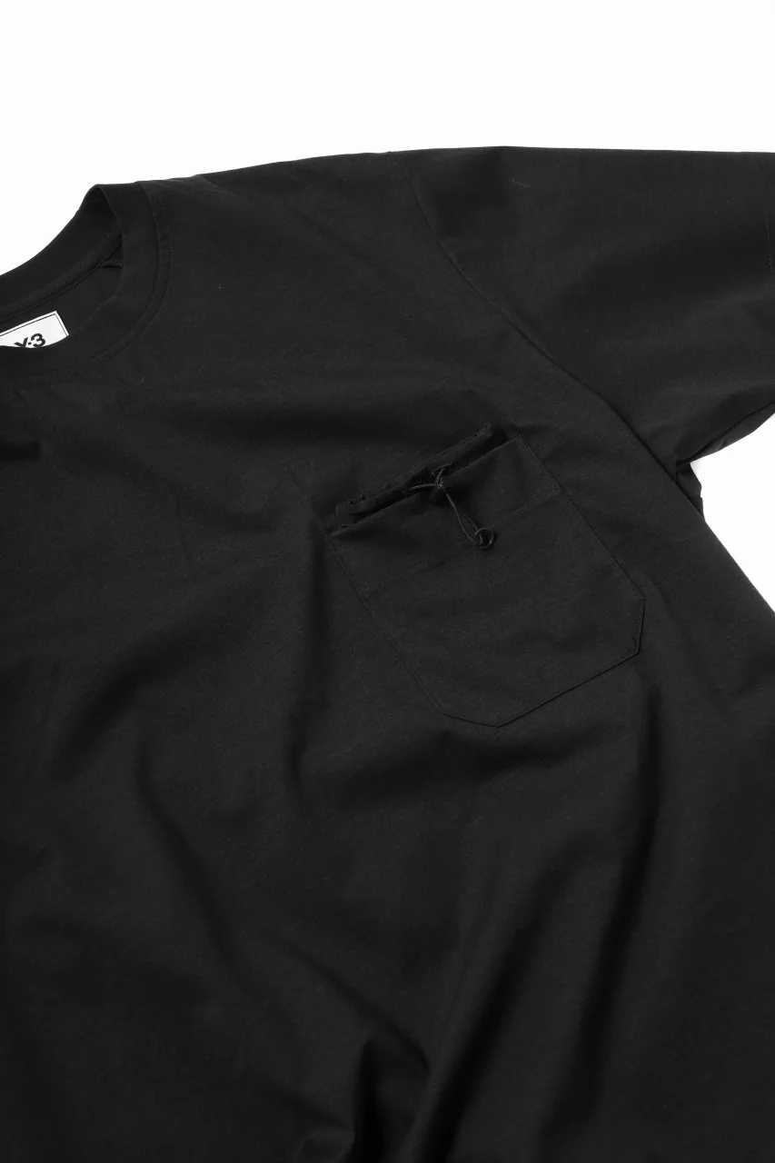 Y-3 Yohji Yamamoto STRINGS POCKET TEE / PAPER JERSEY (BLACK) - Image 9