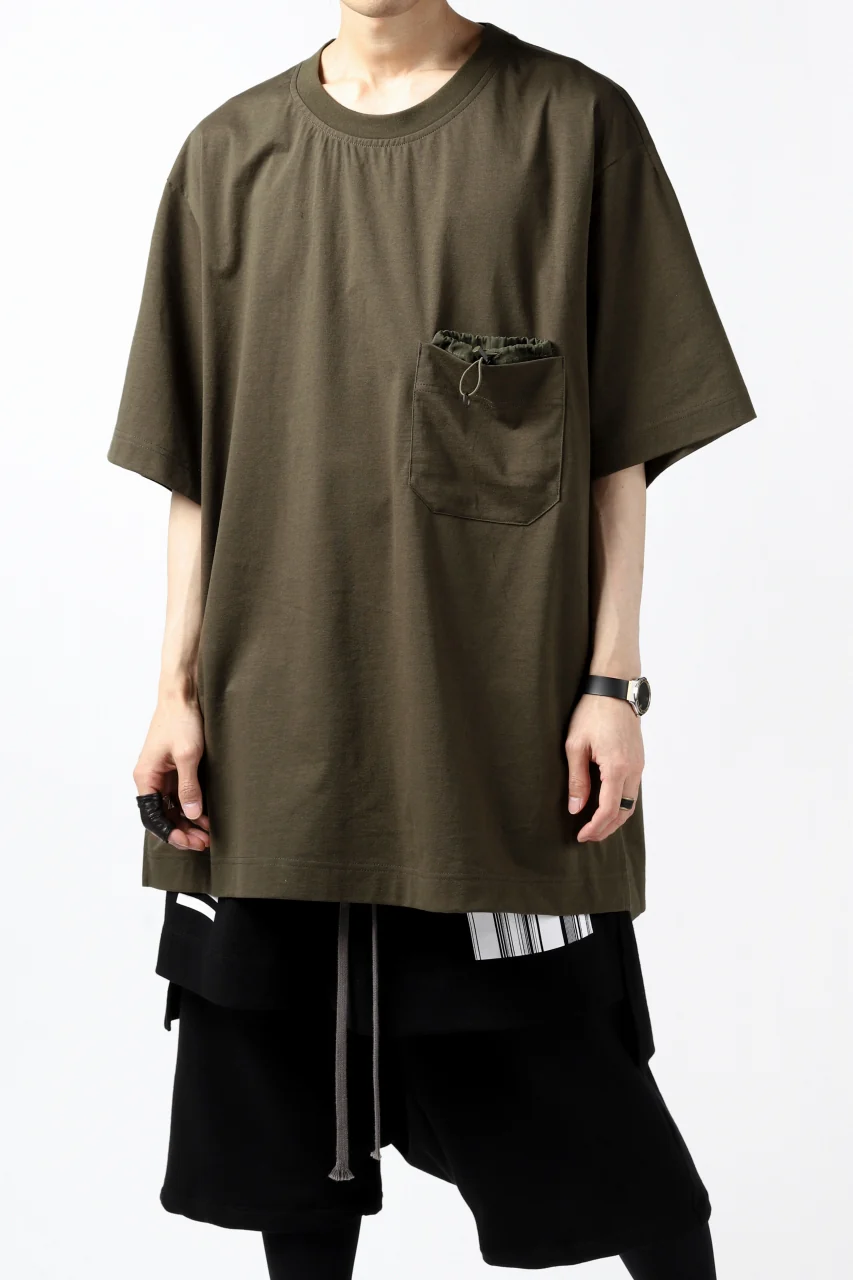 Y-3 Yohji Yamamoto STRINGS POCKET TEE / PAPER JERSEY (KHAKI) - Image 11