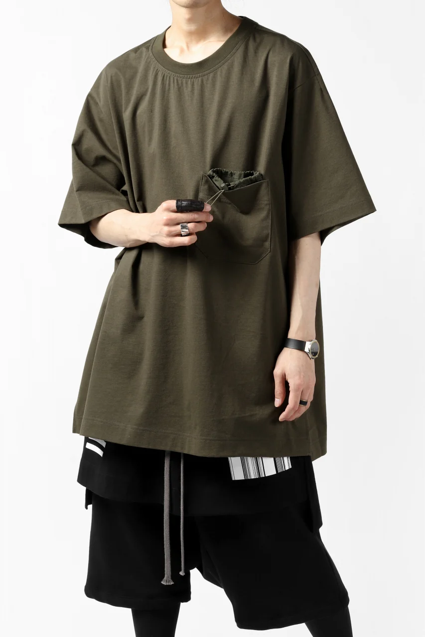Y-3 Yohji Yamamoto STRINGS POCKET TEE / PAPER JERSEY (KHAKI) - Image 12