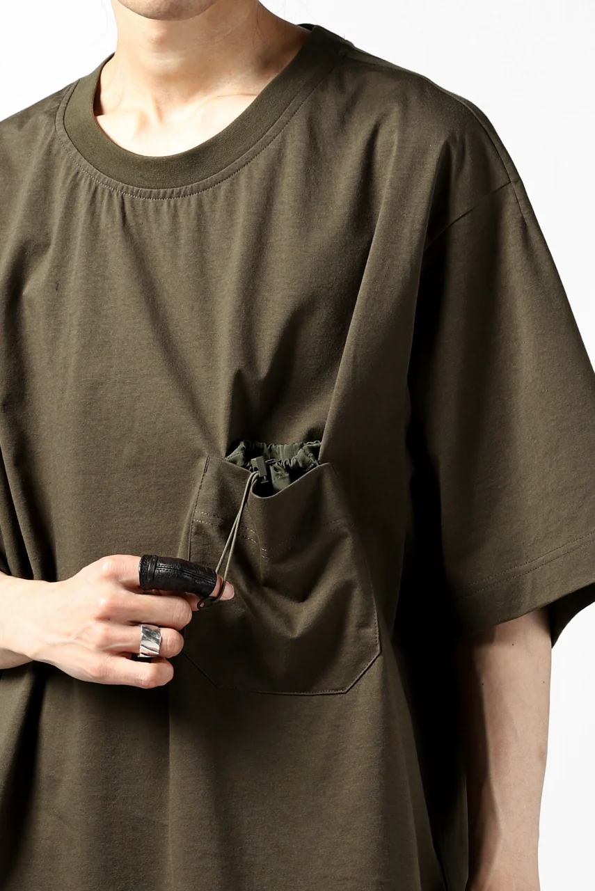 Y-3 Yohji Yamamoto STRINGS POCKET TEE / PAPER JERSEY (KHAKI) - Image 14