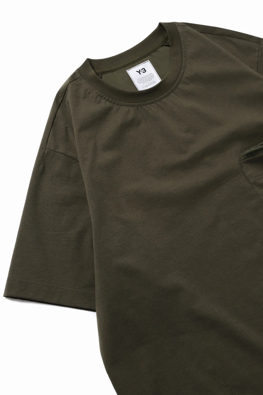 Y-3 Yohji Yamamoto STRINGS POCKET TEE / PAPER JERSEY (KHAKI) - Image 17