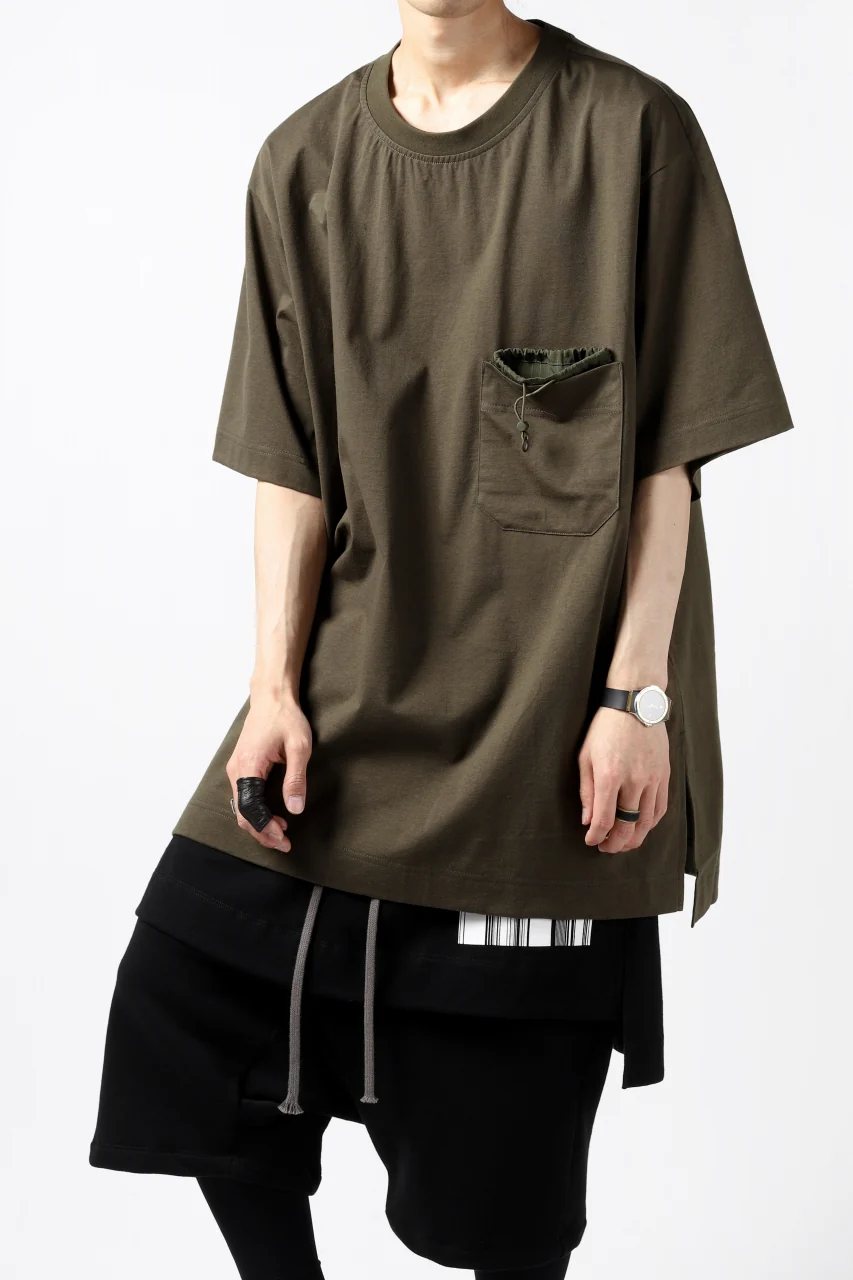 Y-3 Yohji Yamamoto STRINGS POCKET TEE / PAPER JERSEY (KHAKI) - Image 3