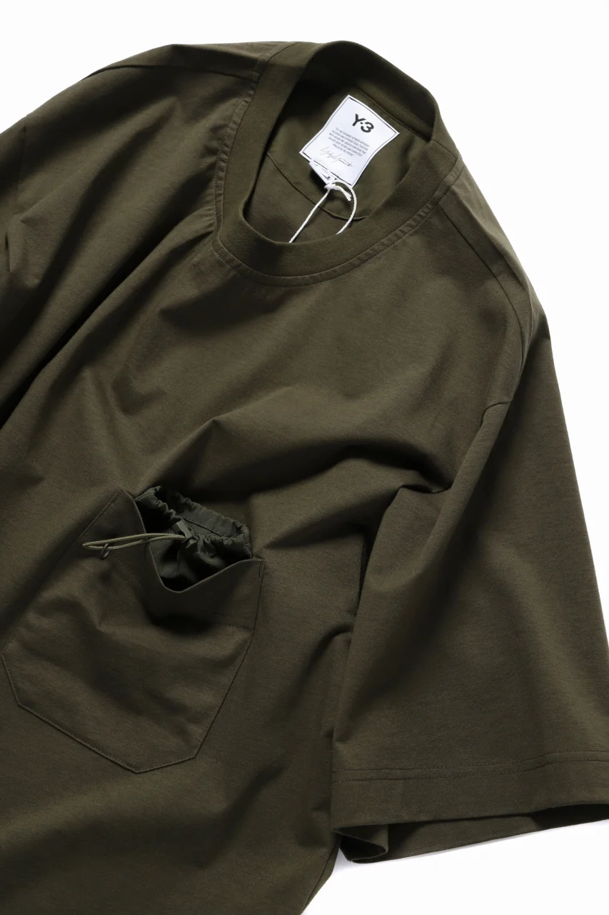 Y-3 Yohji Yamamoto STRINGS POCKET TEE / PAPER JERSEY (KHAKI) - Image 30
