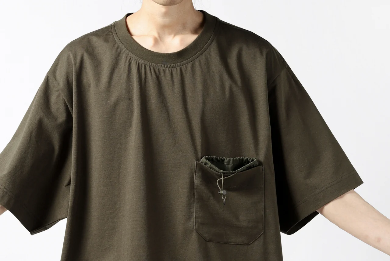 Y-3 Yohji Yamamoto STRINGS POCKET TEE / PAPER JERSEY (KHAKI) - Image 31