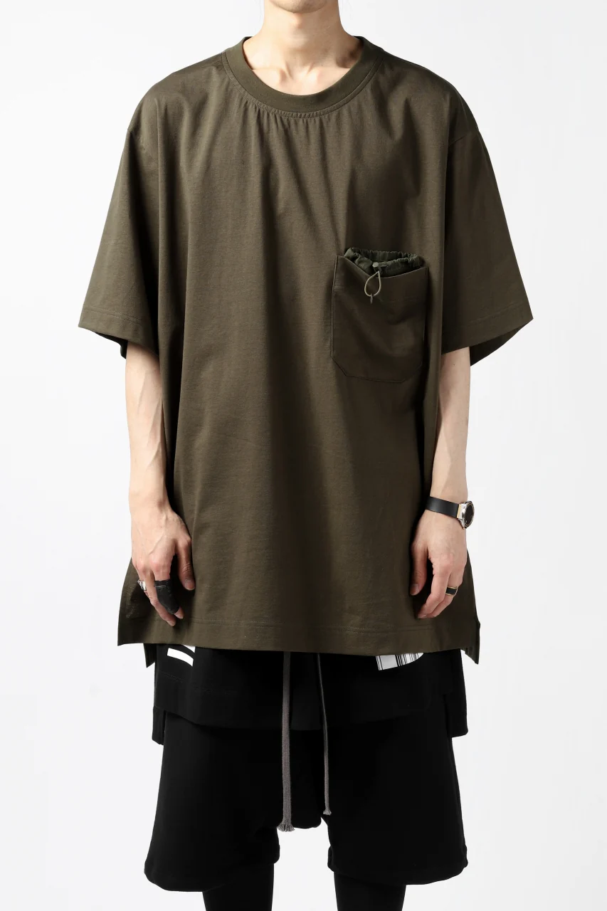 Y-3 Yohji Yamamoto STRINGS POCKET TEE / PAPER JERSEY (KHAKI) - Image 4
