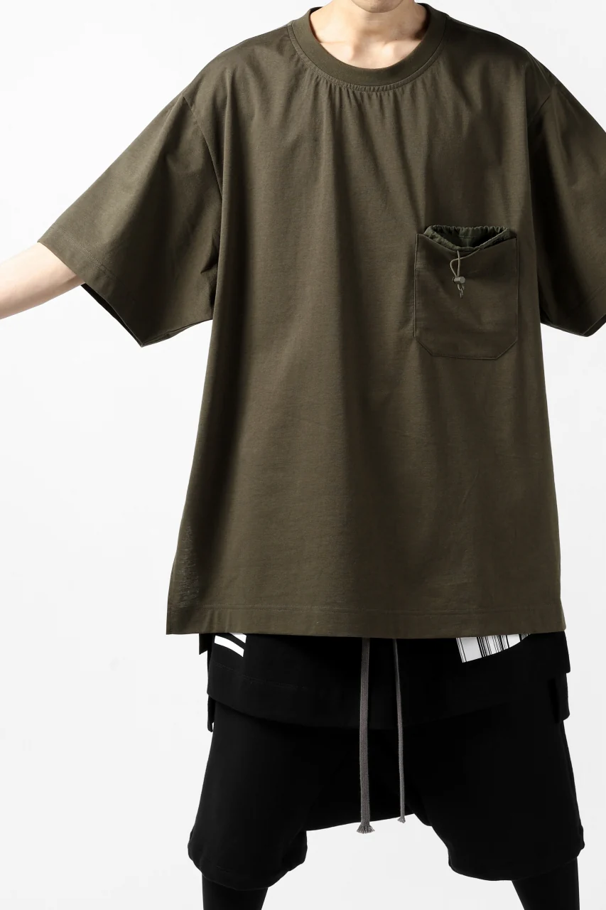 Y-3 Yohji Yamamoto STRINGS POCKET TEE / PAPER JERSEY (KHAKI) - Image 5
