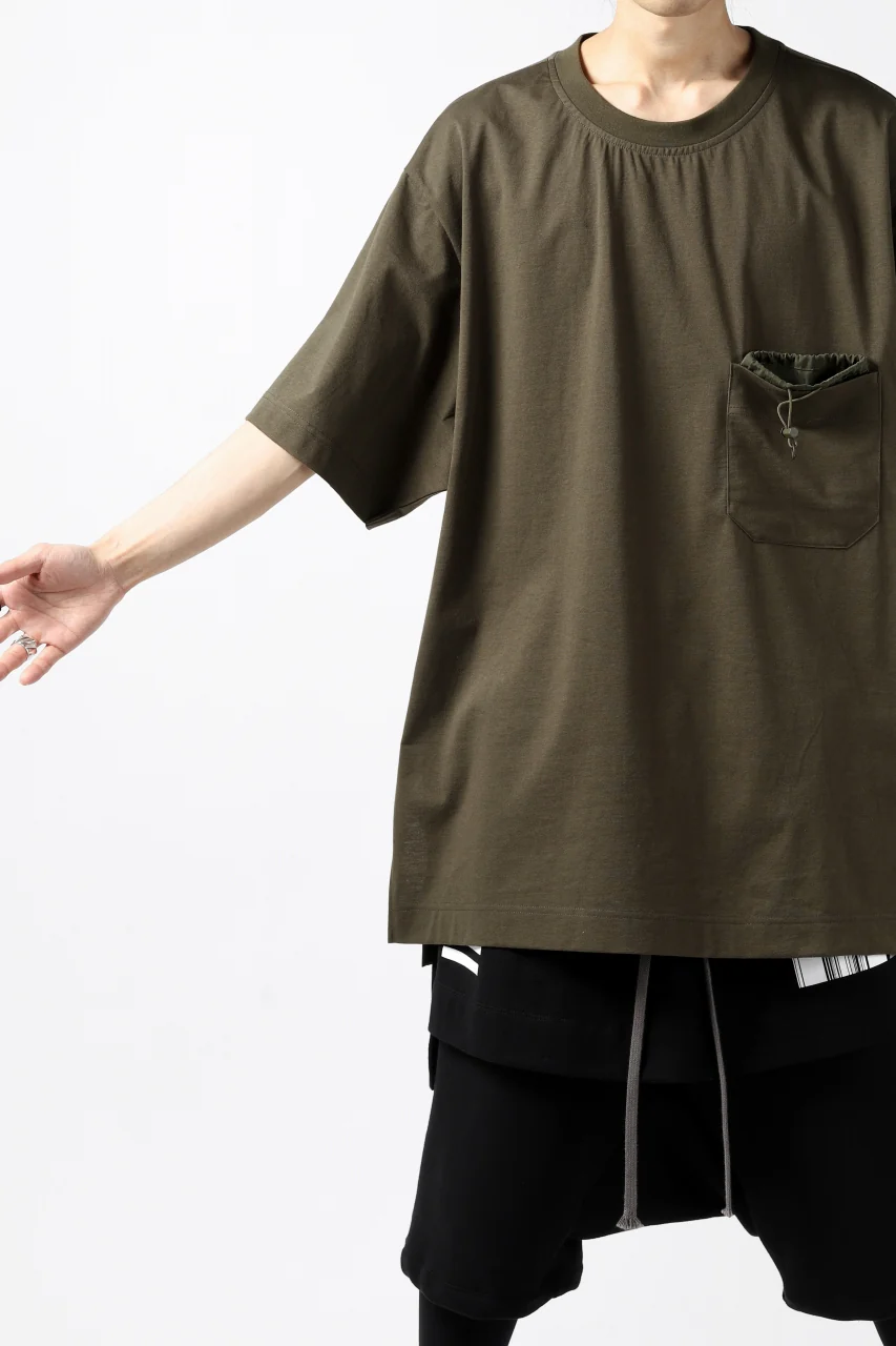 Y-3 Yohji Yamamoto STRINGS POCKET TEE / PAPER JERSEY (KHAKI) - Image 6
